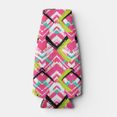 手書きピンクジグザグパターン ボトルクーラー (正面)