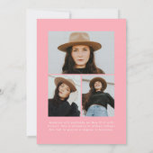 手書きピンクブラシスクリプト4写真卒業 案内状 (裏面)