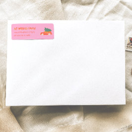 手書きピンクレッドカークリスマスドドルアドレス ラベル