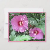 手書きピンクローズオブシャロン写真誕生日 (正面)