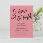 手書きピンク色の披露宴 招待状 (スタンド正面)