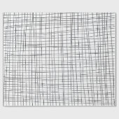 手書きピンストライプのグリッド線の白黒 ラッピングペーパー (フラット)