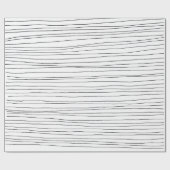 手書きピンストライプ線の白黒紙 ラッピングペーパー (フラット)