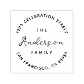 手書きファミリ名ラウンド差出人住所 セルフインキングスタンプ (デザイン)