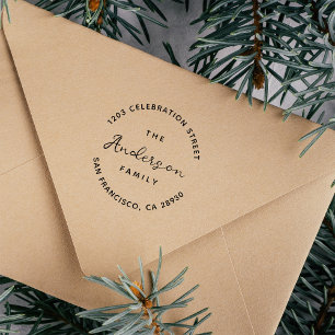 手書きファミリ名ラウンド差出人住所 ラバースタンプ