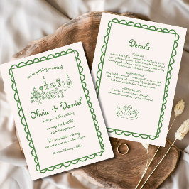 手書きファンキースケッチの手結婚跡 招待状