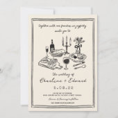 手書きファンキースケッチ手書き結婚用 招待状 (正面)