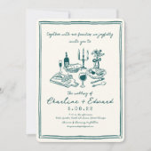 手書きファンキースケッチ手書き結婚用 招待状 (正面)