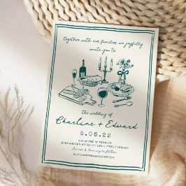 手書きファンキースケッチ手書き結婚用 招待状