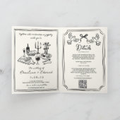 手書きファンキースケッチ手書き結婚用 招待状 (内部)