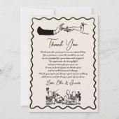 手書きファンキースケッチ結婚のサンキューカード 招待状 (正面)