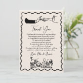 手書きファンキースケッチ結婚のサンキューカード 招待状 (スタンド正面)
