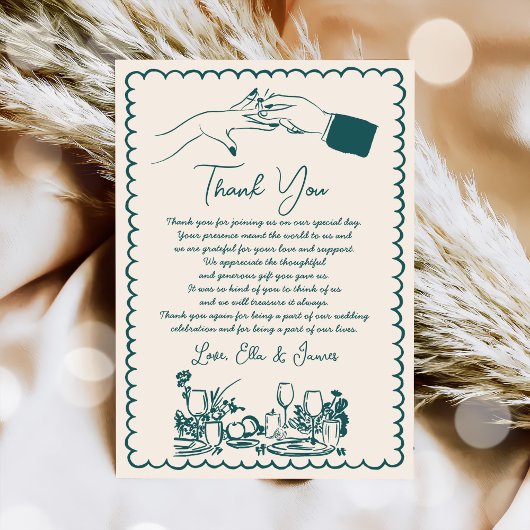 手書きファンキースケッチ結婚のサンキューカード 招待状