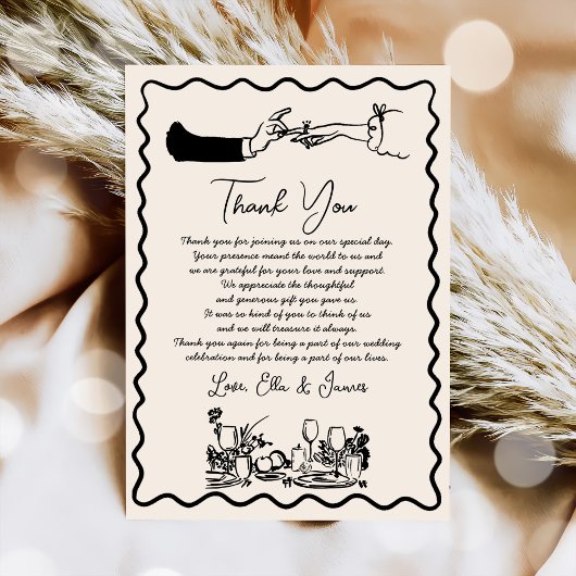 手書きファンキースケッチ結婚のサンキューカード 招待状