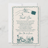 手書きファンキースケッチ結婚のサンキューカード 招待状 (正面)