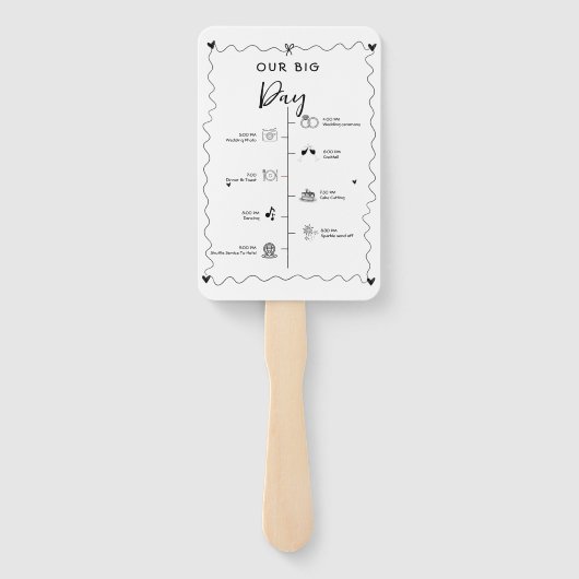 手書きファンキー結婚式の日のイベントタイムライン ハンドファン (裏面)