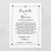 手書きファンキー結婚式の日のイベントタイムライン プログラム (正面)