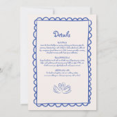 手書きファンキー青の手結婚跡 招待状 (裏面)