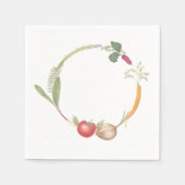 手書きファームスタンドベジタブルメドレー スタンダードカクテルナプキン (正面)