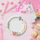 手書きファームスタンドベジタブルメドレー ペーパープレート (パーティー)