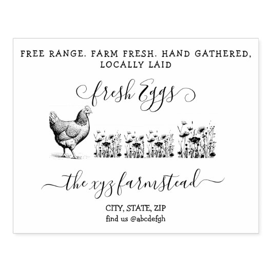 手書きファームハウスエッグビジネススタンプ ラバースタンプ (インプリント)