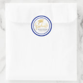 手書きフェイクゴールドフォイル大学院ハットネイビーブルー ラウンドシール (バッグ)