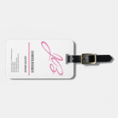 手書きフェミニンモノグラム最小主義者 ラゲッジタグ (正面横)