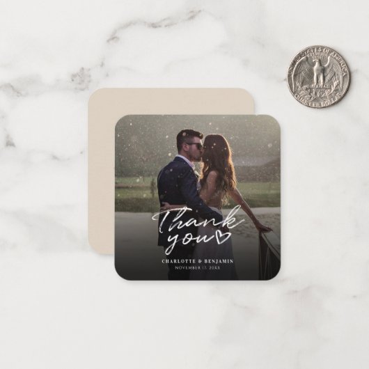 手書きフォトスクリプト結婚の感謝 ノートカード (正面/裏面インサイチュ)