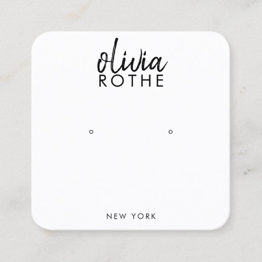 手書きフォントシンプルホワイトイヤリングディスプレイ スクエア名刺 (正面)
