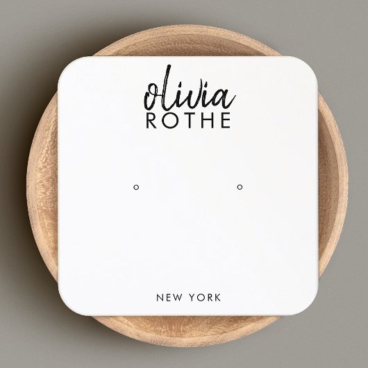 手書きフォントシンプルホワイトイヤリングディスプレイ スクエア名刺