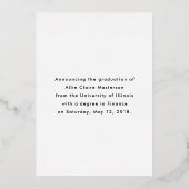 手書きフォント写真 ゴールド卒業おめでとう 箔招待状 (裏面)