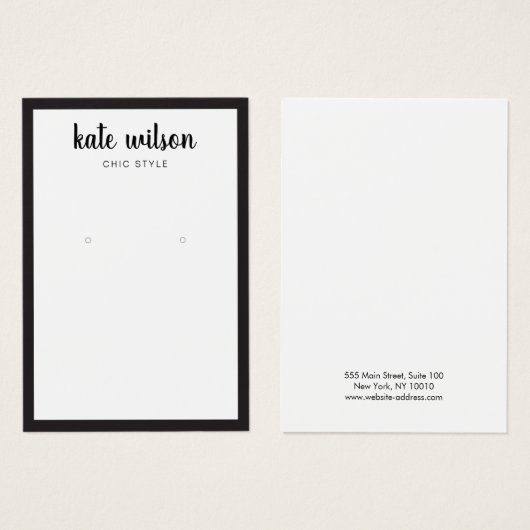 手書きフォント白黒イヤリング表示 (正面&裏面)