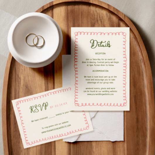 手書きフランスのおもしろい結婚の詳細 エンクロージャーカード