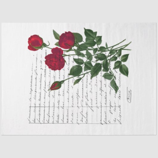 手書きフランスのとレッドローズシリーズデザイン18 薄葉紙 (正面)