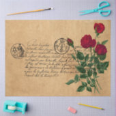 手書きフランスのとレッドローズシリーズデザイン5 薄葉紙 (クラフト)