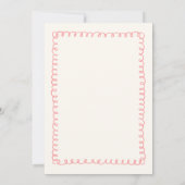 手書きフランスのピンクと緑結婚色 招待状 (裏面)