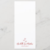 手書きフランスのレッドお洒落結婚ズ メニュー (裏面)