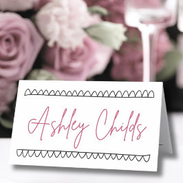 手書きフランスの名結婚前 プレイスカード