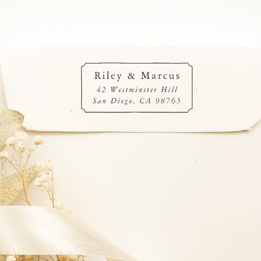 手書きフレームとカップルの名前差出人住所 セルフインキングスタンプ