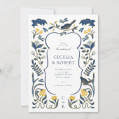 手書きフローラアールデコ結婚式招待状 招待状 (正面)