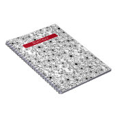 手書きフローラホワイトブラックパターンと赤の名前 ノートブック (右側)