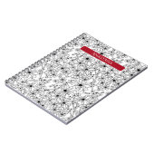 手書きフローラホワイトブラックパターンと赤の名前 ノートブック (左側)