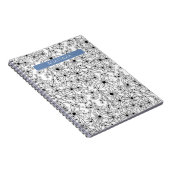 手書きフローラホワイトブラックパターンと青 ノートブック (右側)