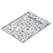 手書きフローラホワイトブラックパターンと青 ノートブック (左側)