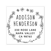 手書きフローラリース名と差出人住所 セルフインキングスタンプ (デザイン)