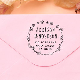 手書きフローラリース名と差出人住所 セルフインキングスタンプ