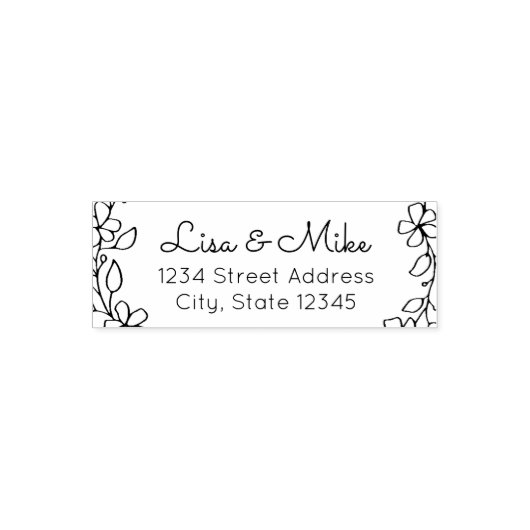 手書きフローラ名結婚の差出人住所 セルフインキングスタンプ (デザイン)