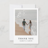 手書きフローラ結婚の写真シンプル サンキューカード (正面)