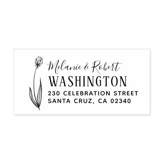 手書きフローラ結婚の差出人住所 ラバースタンプ (インプリント)