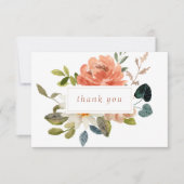 手書きフローラ結婚の感謝白カード サンキューカード (正面)